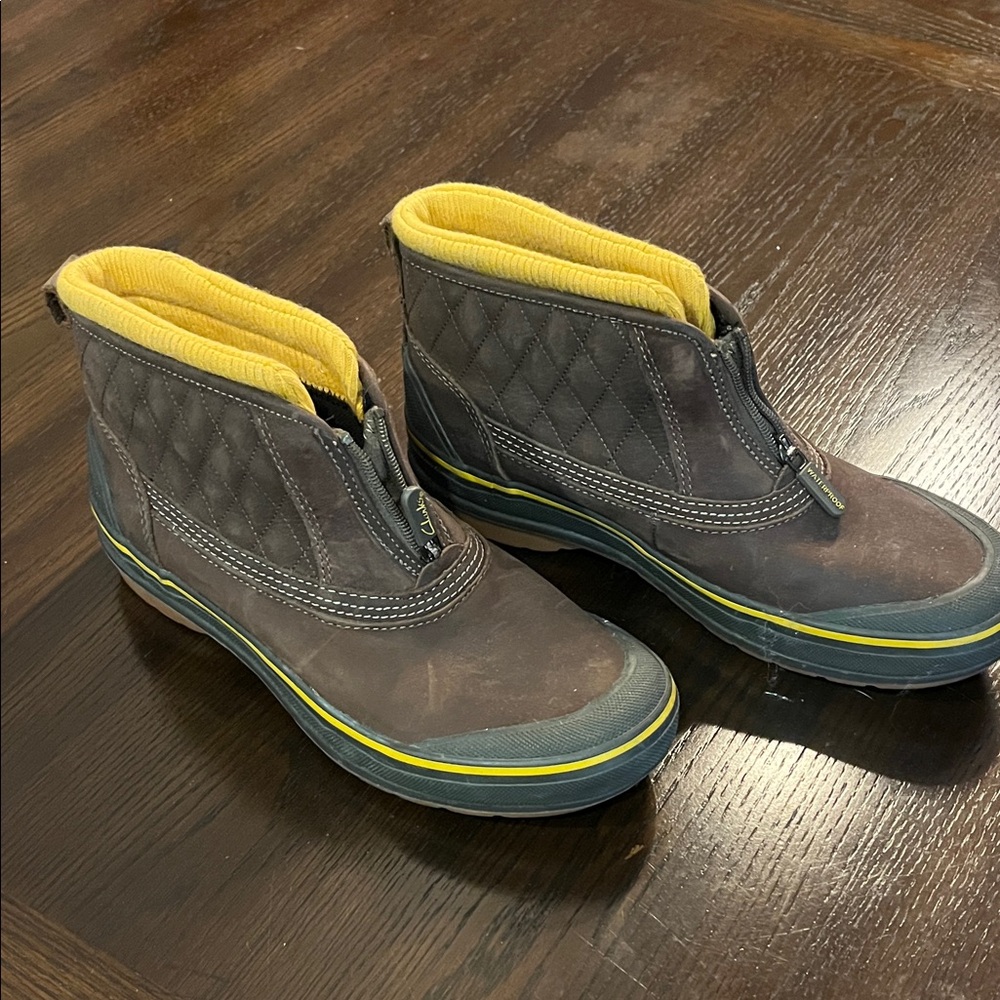 Clarks Brown Quilted Boots with Yellow Interior